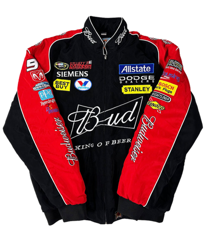 Budweiser Black Racing Jacket - Vintage Embroidered Team Coat