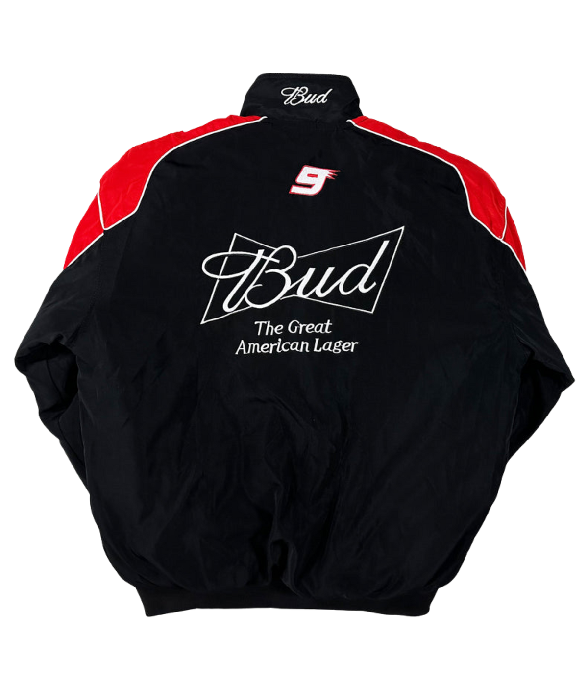 Budweiser Black Racing Jacket - Vintage Embroidered Team Coat