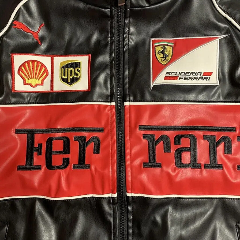 90s Vintage Scuderia Leather Jacket - Ferrari F1 Team Outerwear