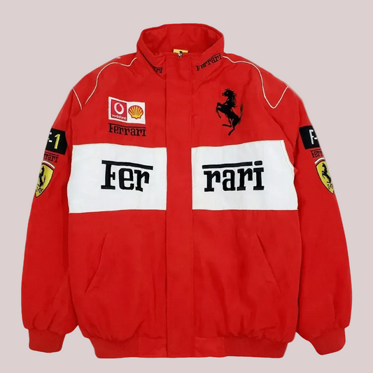 Vintage Scuderia Red White Jacket - Ferrari F1 Team Outerwear