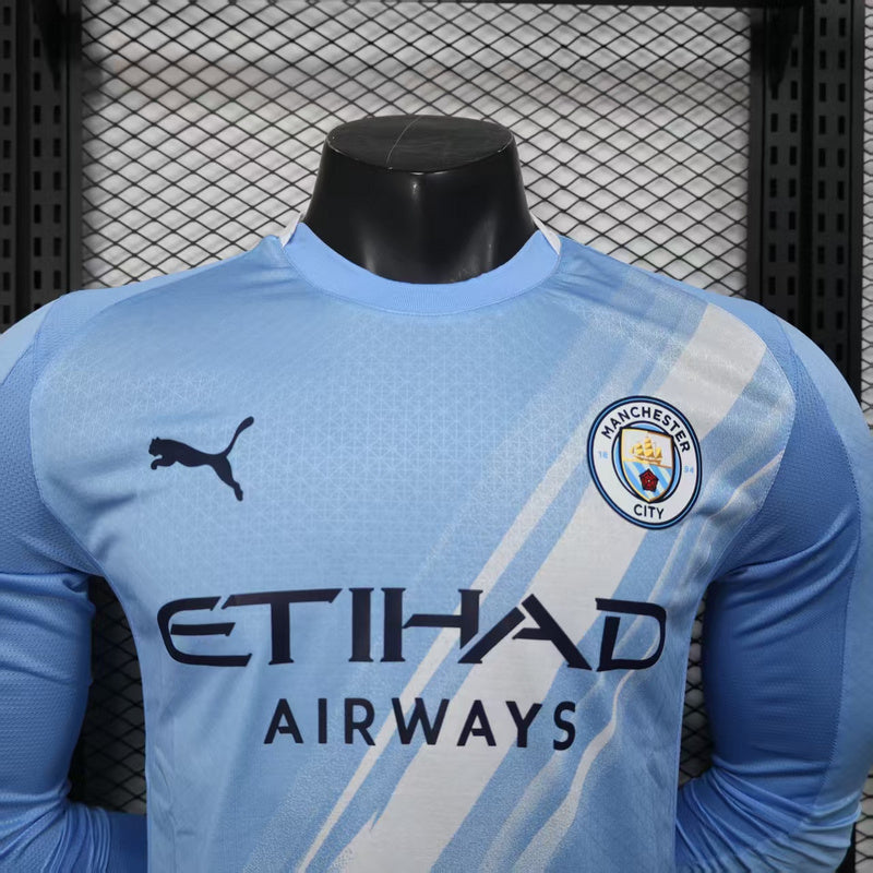 Manchester City Player Home Jersey 2025/26 Long Sleeve